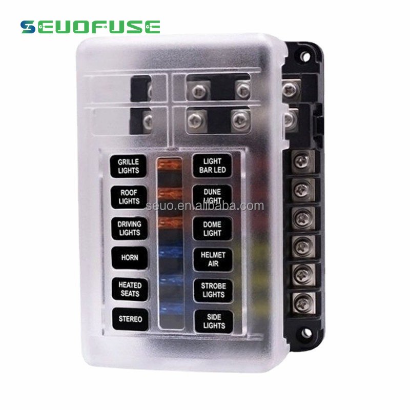 Hot Selling 12 Way Blade Fuse Box With LED Lighting Waterproof Blade Fuse Block Holder for Car Boat Marine With Cover